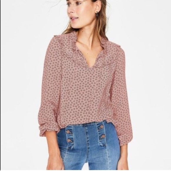 Boden Tops - Boden Betsy Floral Print Long Sleeve Peasant Ruffle Trim Blouse- W0269 - Size 14